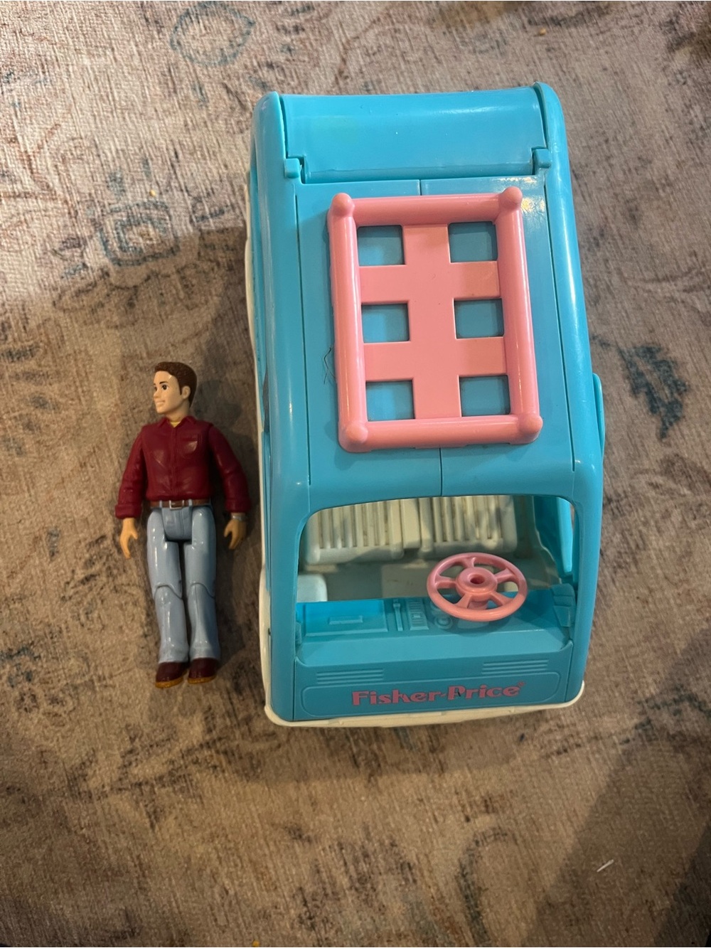 Vintage Fisher Price Loving Family Van 1993 Toy Vehicle Car SUV With Dad